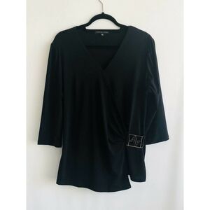 Adrienne Vittadini Top Size Large Black V Neck